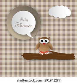 Baby shower owl girl card