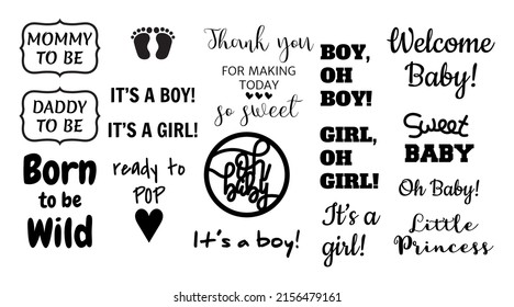 Baby shower party. Boy, girl, set templates isolated. svg