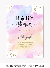 baby shower pastel rainbow watercolor template background