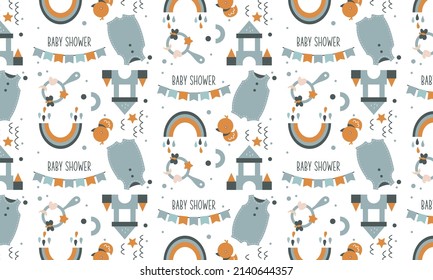 Baby shower pattern for baby room decoration with cute pictures