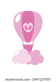 baby shower pink air balloon isolated