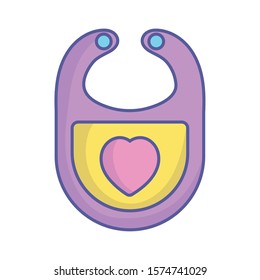 baby shower pink bib with heart accessory icon on white background vector illustration