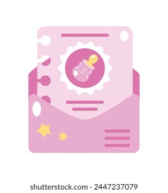 baby shower pink invitation isolated