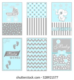 baby shower, postcard, greeting card. The baby boy, stroller. Banner