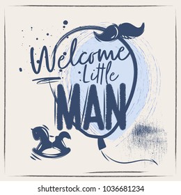 Baby Shower Poster Baloon - Welcome Little Boy. Grey Background.jpg