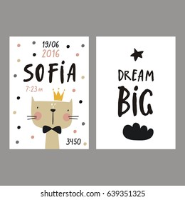 Baby Shower poster. Newborn metric for children bedroom