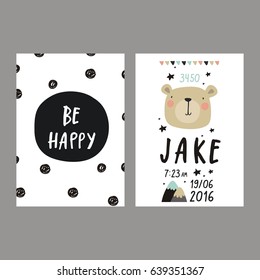 Baby Shower poster. Newborn metric for children bedroom