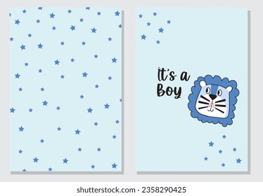 Baby shower posters set.It's a boy vector greeting card.