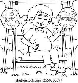 Baby Shower Pregnant Mom Coloring Page for Kids