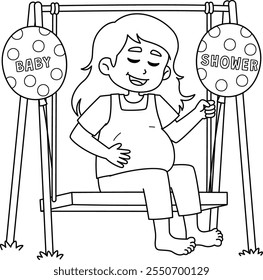 Baby Shower Pregnant Mom Isolated Coloring Page