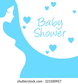 baby shower pregnant woman blue illustration