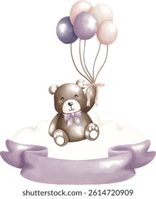 baby shower purple theme, baby shower element, cloud, crown