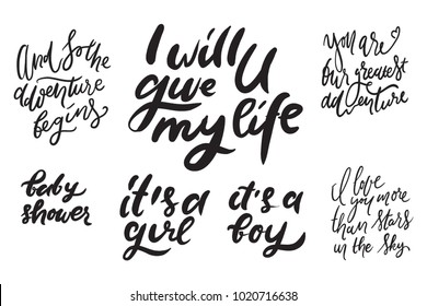 Baby shower quotes. Hand lettering illustration for your design.