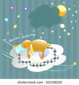 baby shower rabbit dream vector illustration