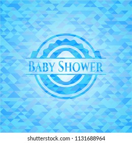 Baby Shower realistic sky blue emblem. Mosaic background