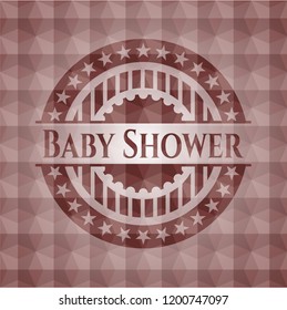 Baby Shower red seamless geometric badge.