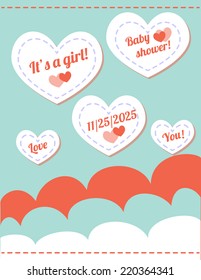 Baby shower retro card