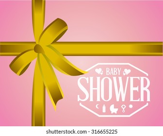 baby shower ribbon background sign illustration design graphic