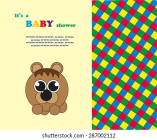 The baby shower. Round  bear. Vector.
