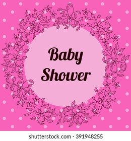 Baby shower with  round floral banner vintage pink