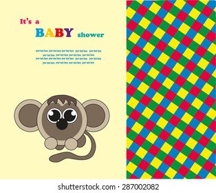 The baby shower. Round  monkey. Vector.