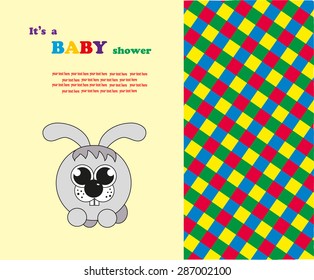 The baby shower. Round rabbit. Vector.