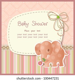 Baby shower with scrapbook elements in retro style