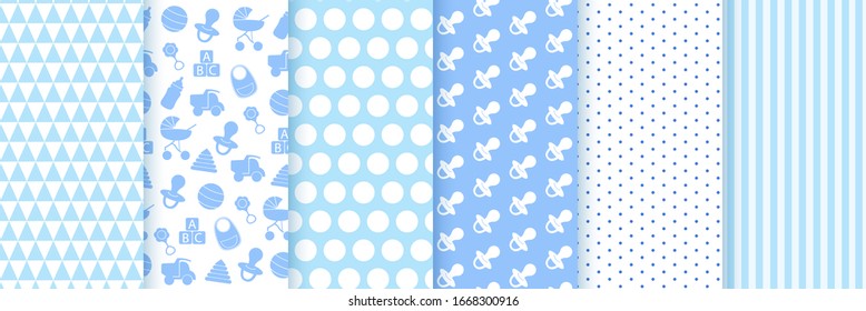 Baby-Dusche nahtlose Hintergründe. Pastellmuster der Kollektion. Vektorillustration. Stellen Sie Pastellmuster für Einladung, Einladungen, Karten, Geburtstagsparty, Scrapbook ein.