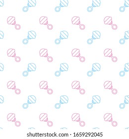 Baby shower seamless pattern with cute baby beanbag. Print design for baby goods and clothes