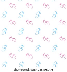 Baby shower seamless pattern with cute baby footprint. Print design for baby goods and clothes