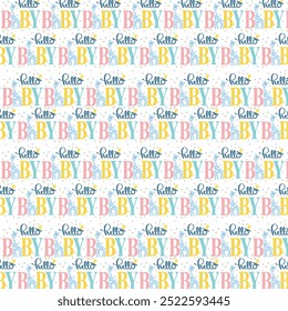 Baby shower seamless pattern with giraffe and lettering