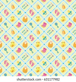 Baby Shower Seamless Vector Pattern / Unisex Background / Pattern Saved to Swatches Panel