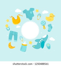 Baby shower set with blank space vector
