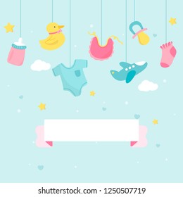 Baby shower set with blank space vector