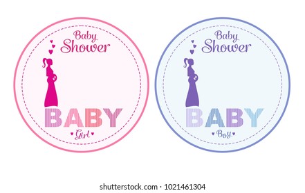 Baby shower set for girl and boy. Set of template baby shower. Vector illustration isolated on white background.