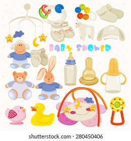 Baby shower set. Vector illustration. Neutral design