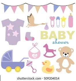 Baby Shower set. Vector illustration