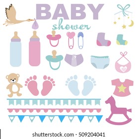 Baby Shower set. Vector illustration