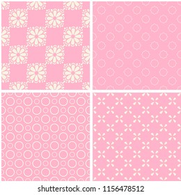 Baby shower set of vector seamless backgrounds.