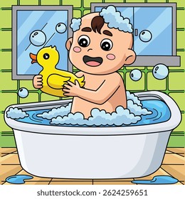 Baby Shower Baby Showering Colored Cartoon 