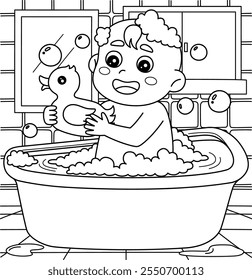 Baby Shower Baby Showering Coloring Page for Kids