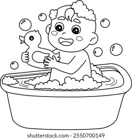 Baby Shower Baby Showering Isolated Coloring Page 