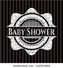 Baby Shower silvery badge or emblem