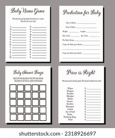 Baby Shower Simple Black and White 4 Games Bundle