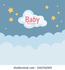 baby shower soft clouds stars vector illustration baby shower soft clouds stars vector illustration