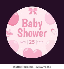 Baby shower sticker. baby girl, baby boy. balloons on blue and pink background. It's a boy. It's a girl. Cartoon Vector illustration elements for Poster, Label, Sticker. party.