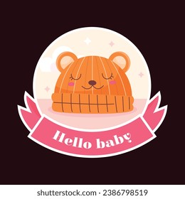 Baby shower sticker. baby girl, baby boy. balloons on blue and pink background. It's a boy. It's a girl. Cartoon Vector illustration elements for Poster, Label, Sticker. party.