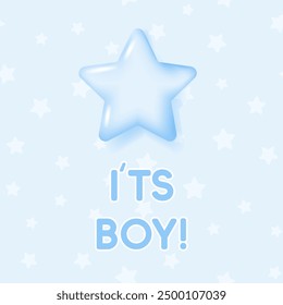 Baby shower stickers. Its a boy card. its a girl card. Boy or Girl. Vector baby shower postcard.