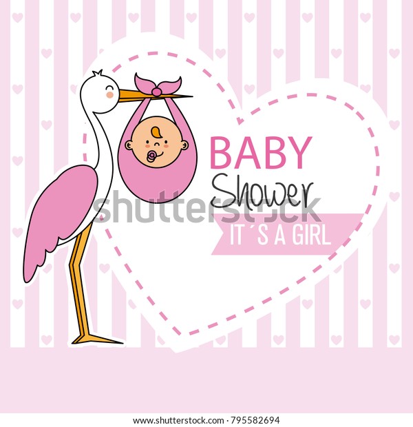 Baby Shower Stork Baby Boy Stock Vector (royalty Free) 795582694 