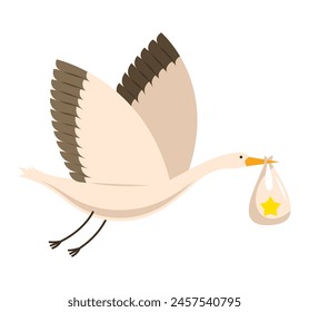 baby shower stork isolated design